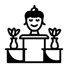 Buddhist altar icon in sketchy style 