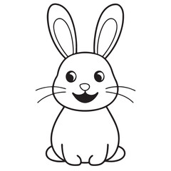 Adobe IlluCute kawaii bunny and baby cartoon character coloring page vector illustration. Pet animal, mothers day colouring page for kidsstrator Artwork.