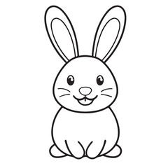 Adobe IlluCute kawaii bunny and baby cartoon character coloring page vector illustration. Pet animal, mothers day colouring page for kidsstrator Artwork.