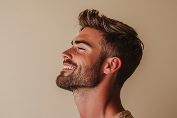 Obraz premium A close up of a man's face with her eyes closed