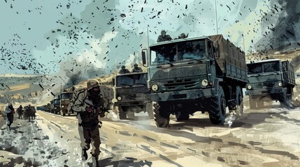 Obraz premium military truck in the war