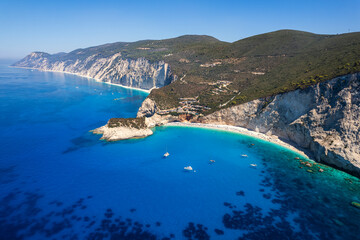 Beautiful view over Porto Katsiki and Egremni Beach from Lefkada, Greece