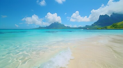 Obraz premium The beaches of bora bora washed by clear waters