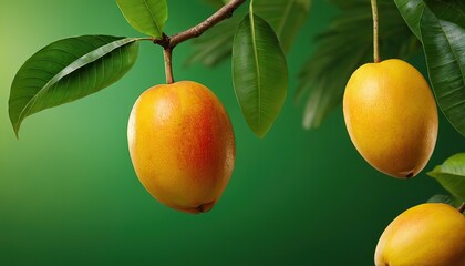 Delicious ripe mangoes on white background. Tropical fruit10