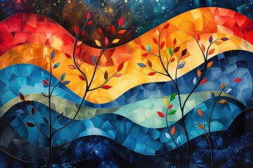 abstract background in colors and patterns for Rosh Hashanah