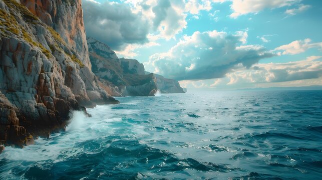 Coast impressive seascapes where high cliffs drop sharply picture