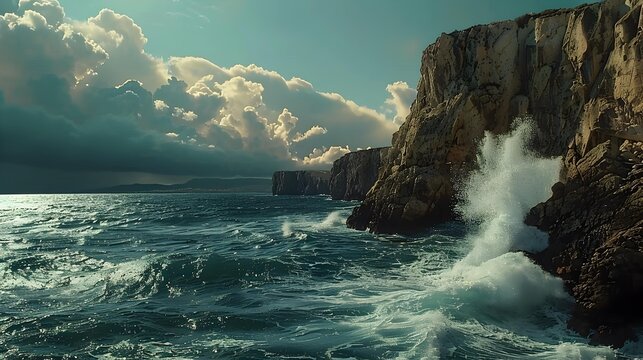 Coast impressive seascapes where high cliffs drop sharply img