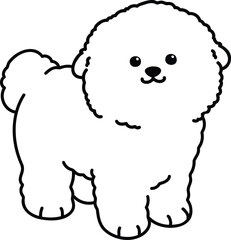 Simple and adorable illustration of Bichon Frise standing outlines only