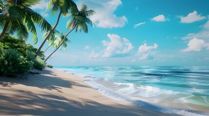 Fototapeta premium Coast with white sand and crystal clear waters picture
