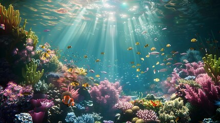 Underwater garden luxurious with many different types