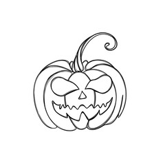 Funny Jack O Lantern halloween pumpkin freehand Line Art template Halloween sticker