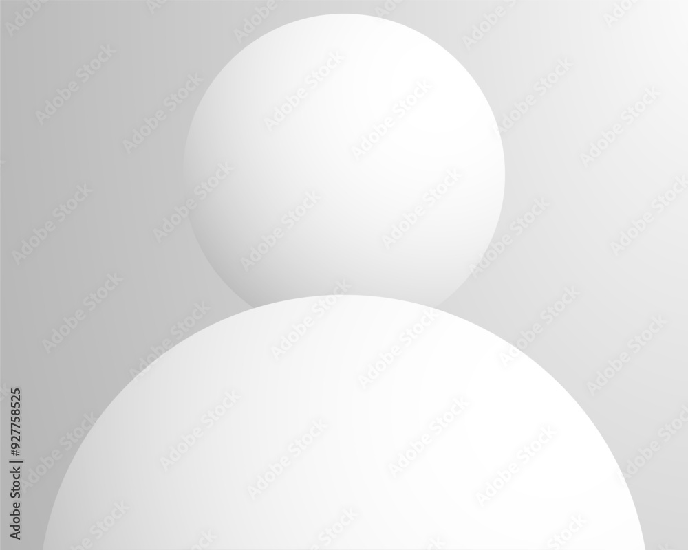 Poster Light background with white balls, ball in empty space. White abstract 3d round spheres. Background with neumorphism circles. Geometric design circle shapes, abstract 3D circle white wallpaper