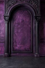 Digital backdrop, Classic, Vintage, Luxury Wall backdrop, wall and floor, Black, Purple, composite background.