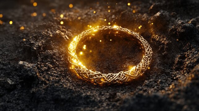 A Celtic torc is discovered, glinting in the dirt as archaeologists carefully excavate the area, revealing its intricate design and historical significance