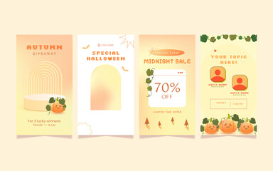Halloween sale story background with y2k cute retro vintage 90s design