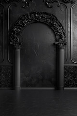 Digital backdrop, Classic, Vintage, Luxury Wall backdrop, wall and floor, Black, composite background.