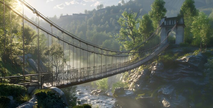 The bridge is elegant with ornate metal structures