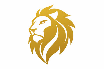 Golden Lion head logo, simple vector art illustration