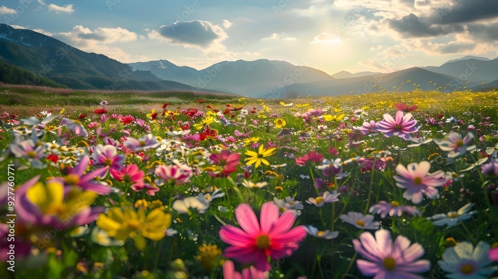 Wall mural the expanses of beautiful flowers stretch