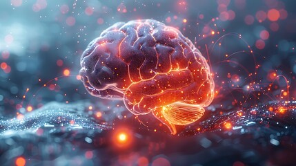 Fototapeta premium CPU as a brain with light-based neurons firing data signals, double exposure style, white background, intricate digital synapses connecting in a glowing network, minimalistic design, hd quality.