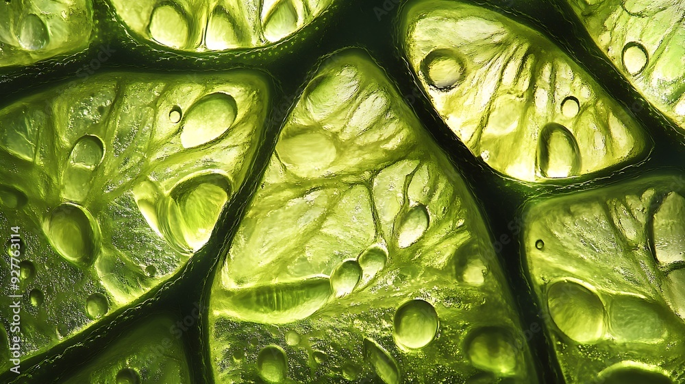 Sticker close-up of a green plant's cellular structure