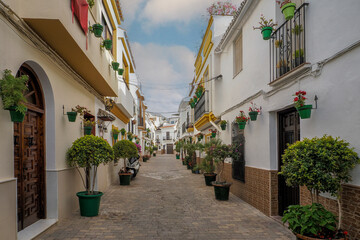 Fragment of the old town of the beautiful town of Estepona - a city located in southern Spain, near Malaga in Andalusia. The photo was taken on June , 2024