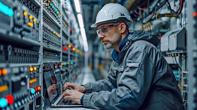 a laptop-toting engineer A programmable logic controller manages a massive fully automated machine.
