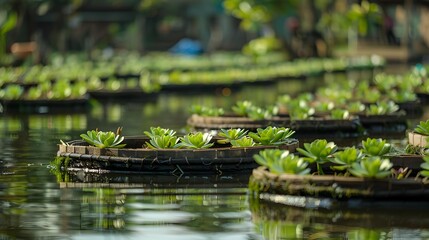 Myanmars floating gardens located on the surface