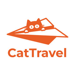 cat travel minimalist logo design