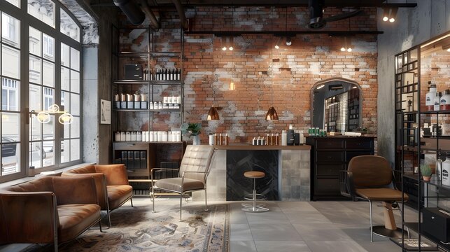 The salon is prestigious with an industrial design
