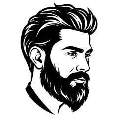 A young man's head without shoulders, with a beautiful beard vector