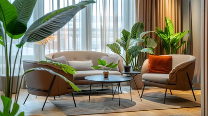 Fototapeta premium The salon is elegant with a modern design