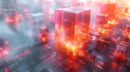 Obraz premium Futuristic CPU core made of crystal structures with refracting light and energy currents, double exposure style, white background, prismatic light interplay, minimal design, hd quality.