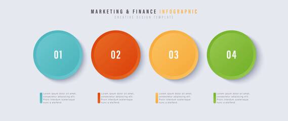 Marketing and financial infographics. 4 steps, instructions, promotion, multi-colored blocks for text instructions. Vector illustration
