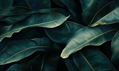 A close up of green leaves with a yellowish tint. The leaves are arranged in a way that creates a sense of depth and movement. The image conveys a feeling of growth and vitality
