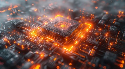 Obraz premium Surreal CPU core projecting a holographic 3D blueprint, layers of digital data suspended in space, double exposure, white background, soft glowing light and intricate holographic lines, hd quality.