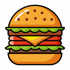 Cartoon illustration of a hamburger vector illustration on white background