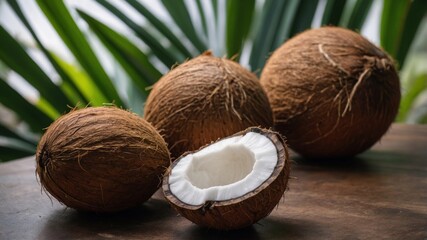 coconuts tropical ripe raw of image space copy a showcasing design minimalistic A.