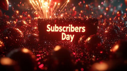 Sparkling Celebration of Subscriber's Day with Vibrant Fireworks and Glitter