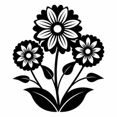 Flowers silhouette vector illustration on white background 