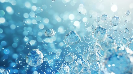 3D Render of Cells and Particles on a Vibrant Blue Background.