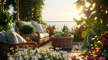 Obraz premium Terrace a cozy space overlooking the sea