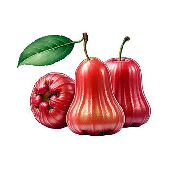 Illustration of Java apple or wax apple, rose apple, Malay apple 