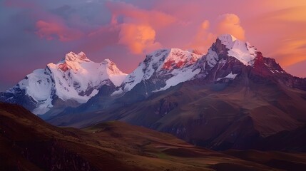 Perus trails wind through the andes mountains