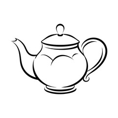 Black silhouette kettle or teapot icon and vector illustration isolated on white