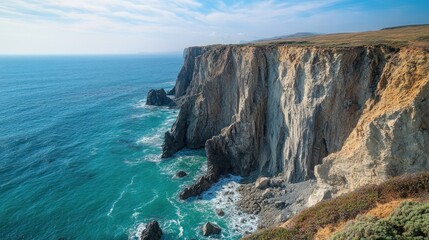 Obraz premium Dramatic Coastal Cliffs with Turquoise Ocean