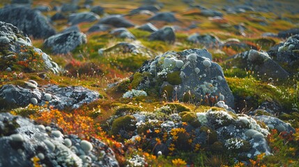 Tundra magnificent expanses where dwarf trees and shrubs