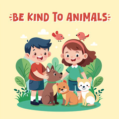 Fototapeta premium Good manners for kids. Be kind to animals