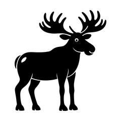 Black silhouette antler stag elk moose horns icon and vector illustration isolated on white