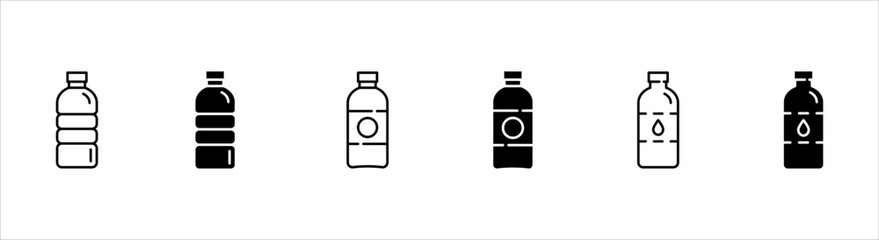 Plastic Bottle line icon set shape collection, thin line design vector illustration, on white background.